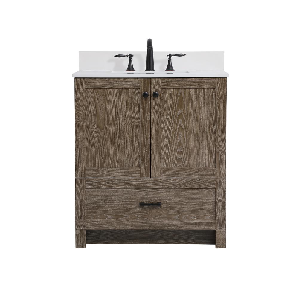30 inch Single Bathroom Vanity in Weathered oak with Backsplash. Picture 1