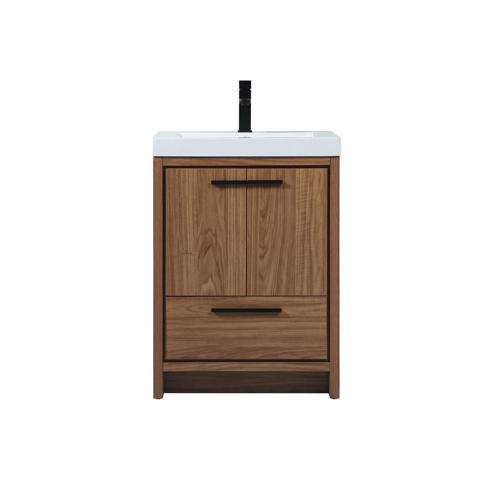 24 inch Single bathroom vanity in walnut brown. Picture 1