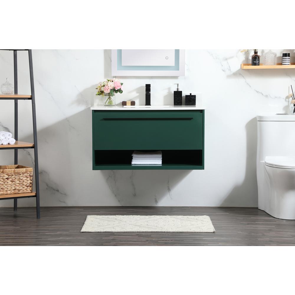 36 inch Single bathroom vanity in green with backsplash. Picture 14