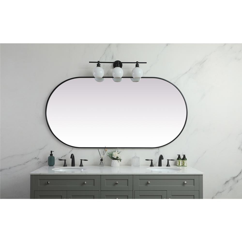 Metal Frame Oval Mirror 36x72 Inch in Black. Picture 3