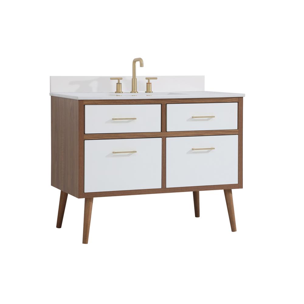 42 inch bathroom Vanity in White with Backsplash. Picture 7