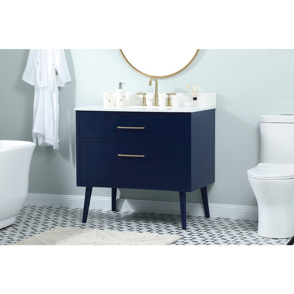 36 Inch Bathroom Vanity In Blue With Backsplash. Picture 3