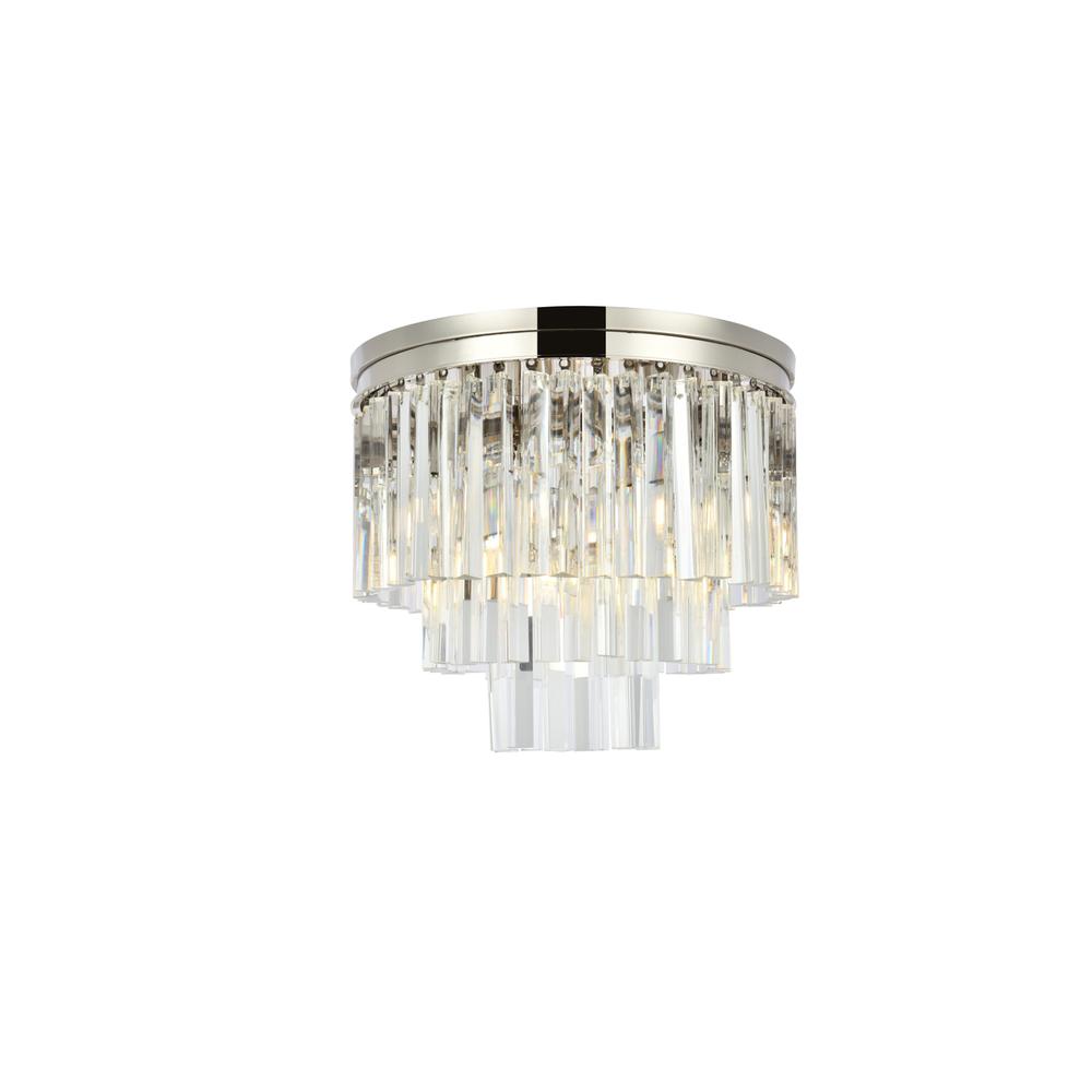 Sydney 9 light polished nickel Flush Mount Clear Royal Cut Crystal. Picture 1
