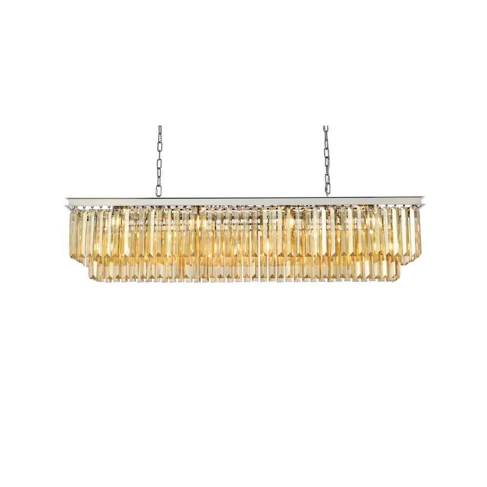 Sydney 12 light polished nickel Chandelier Golden Teak (Smoky) Royal Cut Crystal. Picture 2