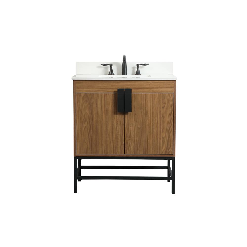 30 inch Single bathroom vanity in walnut brown with backsplash. Picture 1