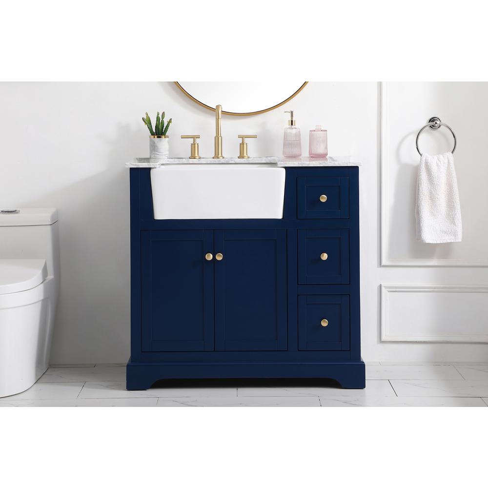 36 inch Single bathroom vanity in blue. Picture 14