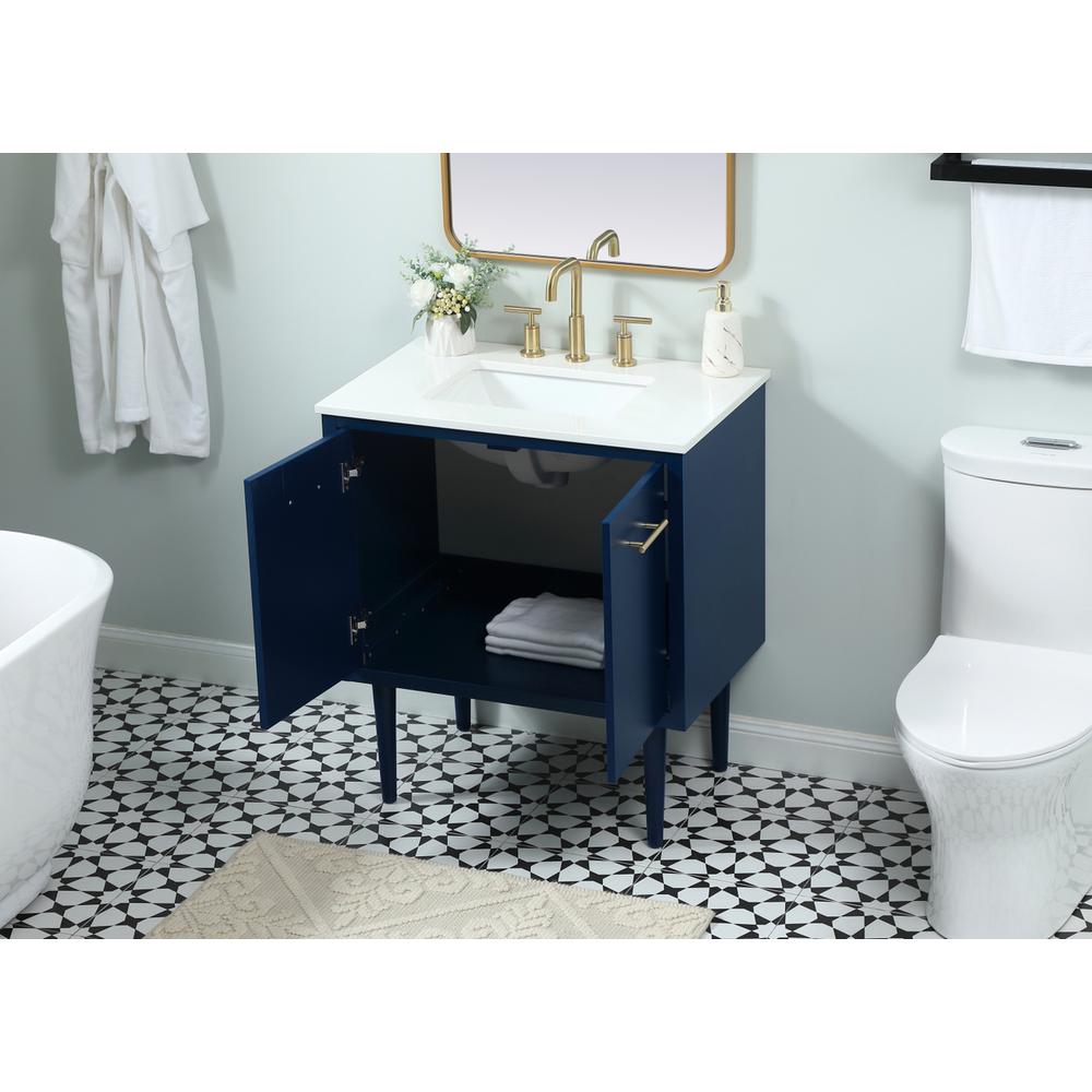 30 inch Single bathroom vanity in blue. Picture 3