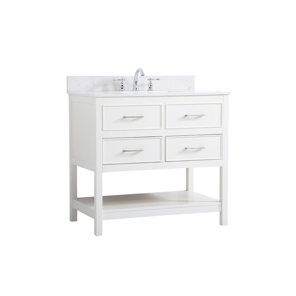 36 inch Single bathroom vanity in white with backsplash. Picture 7