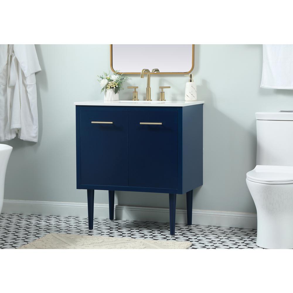 30 inch Single bathroom vanity in blue. Picture 2