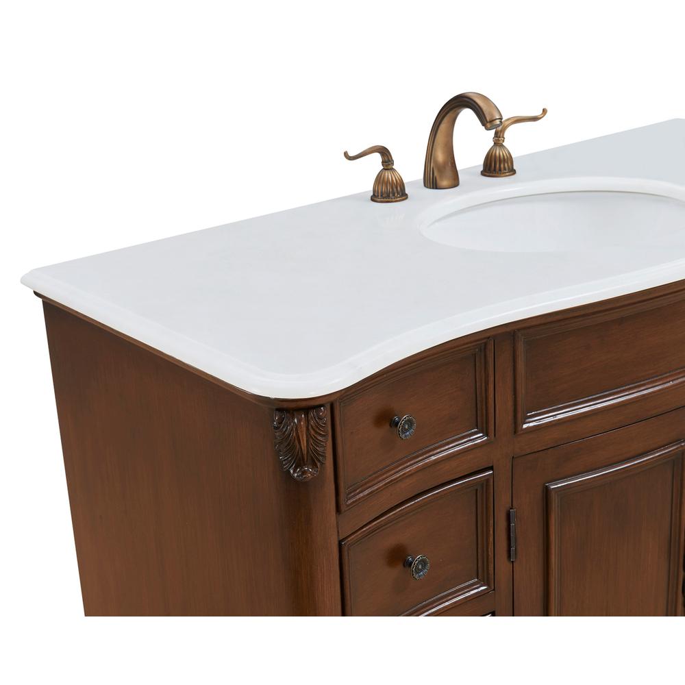 48 inch Single Bathroom vanity in Teak Color with ivory white engineered marble. Picture 5