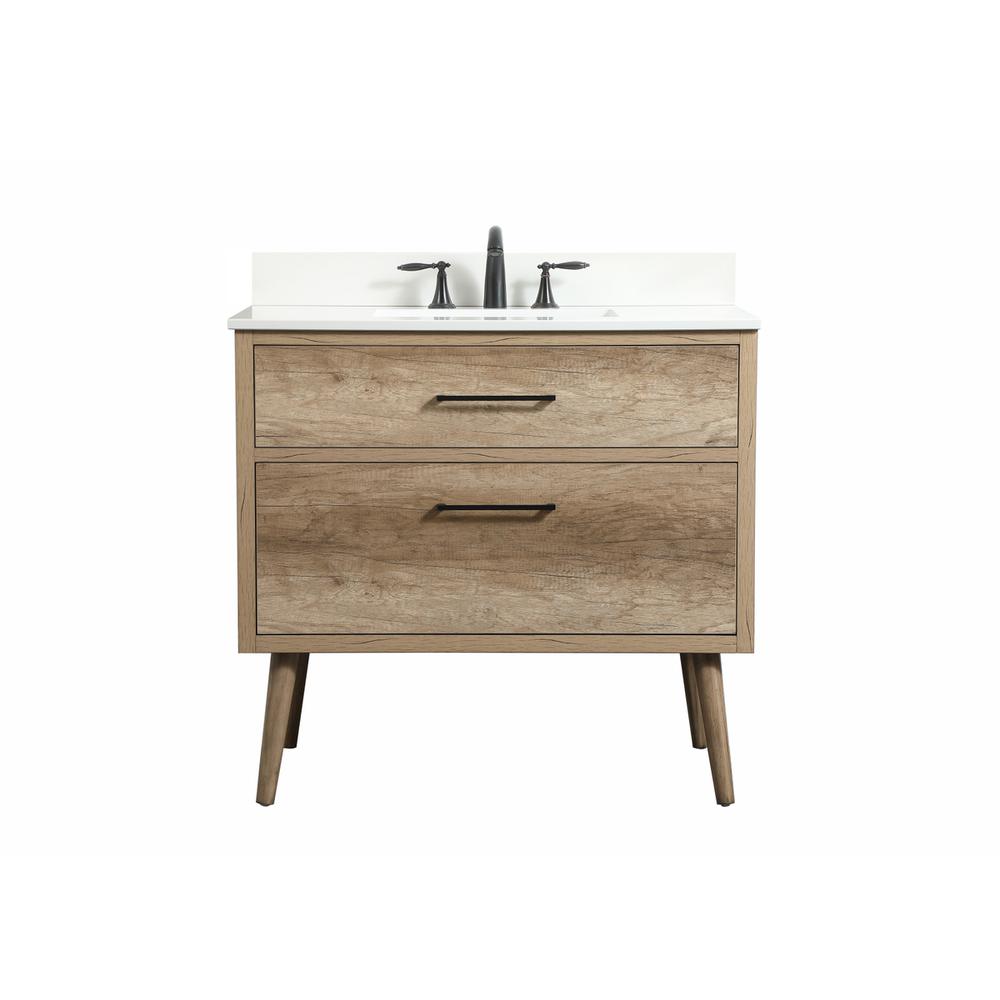 36 inch Single bathroom vanity in natural oak with backsplash. Picture 1