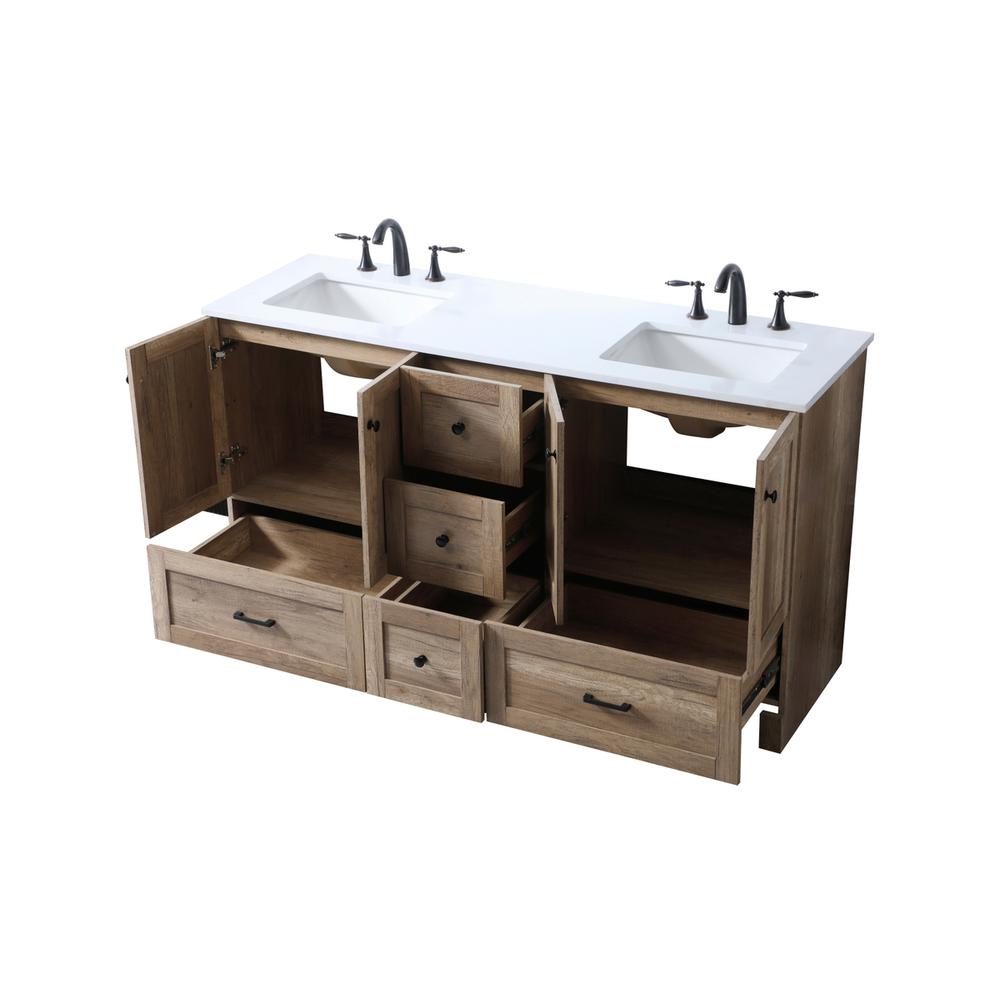 60 Inch Double Bathroom Vanity In Natural Oak. Picture 9