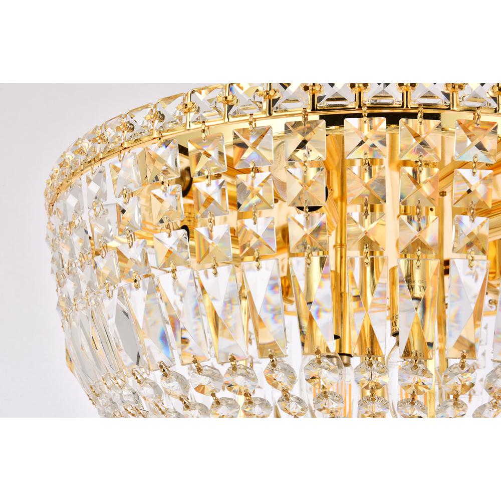 Tranquil 10 light Gold Flush Mount Clear Royal Cut Crystal. Picture 4