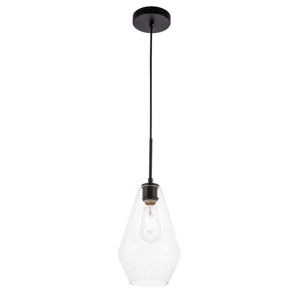 Gene 1 light Black and Clear glass pendant. Picture 5