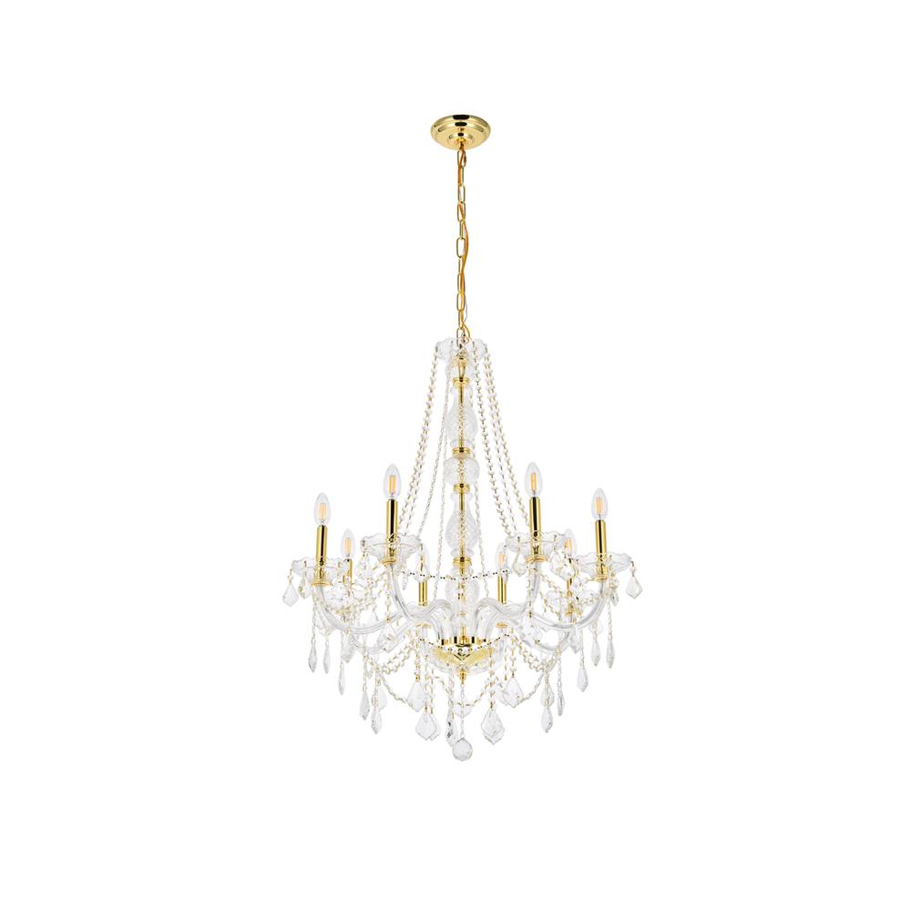 Verona 8 light Gold Chandelier Clear Royal Cut Crystal. Picture 6