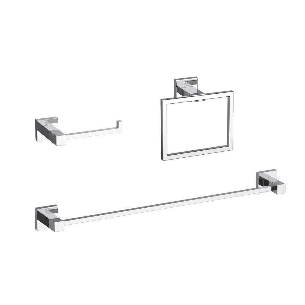Isla 3-Piece Bathroom Hardware Set in Chrome. Picture 1