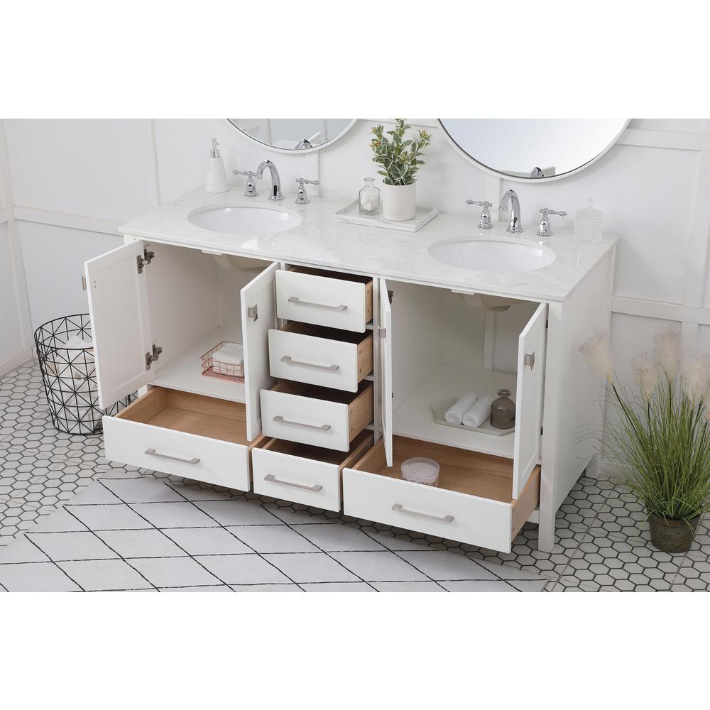 60 inch Double Bathroom Vanity in White. Picture 3