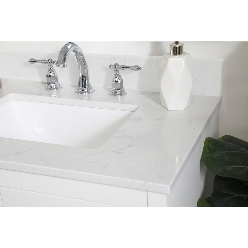30 inch Single Bathroom Vanity in White with Backsplash. Picture 4