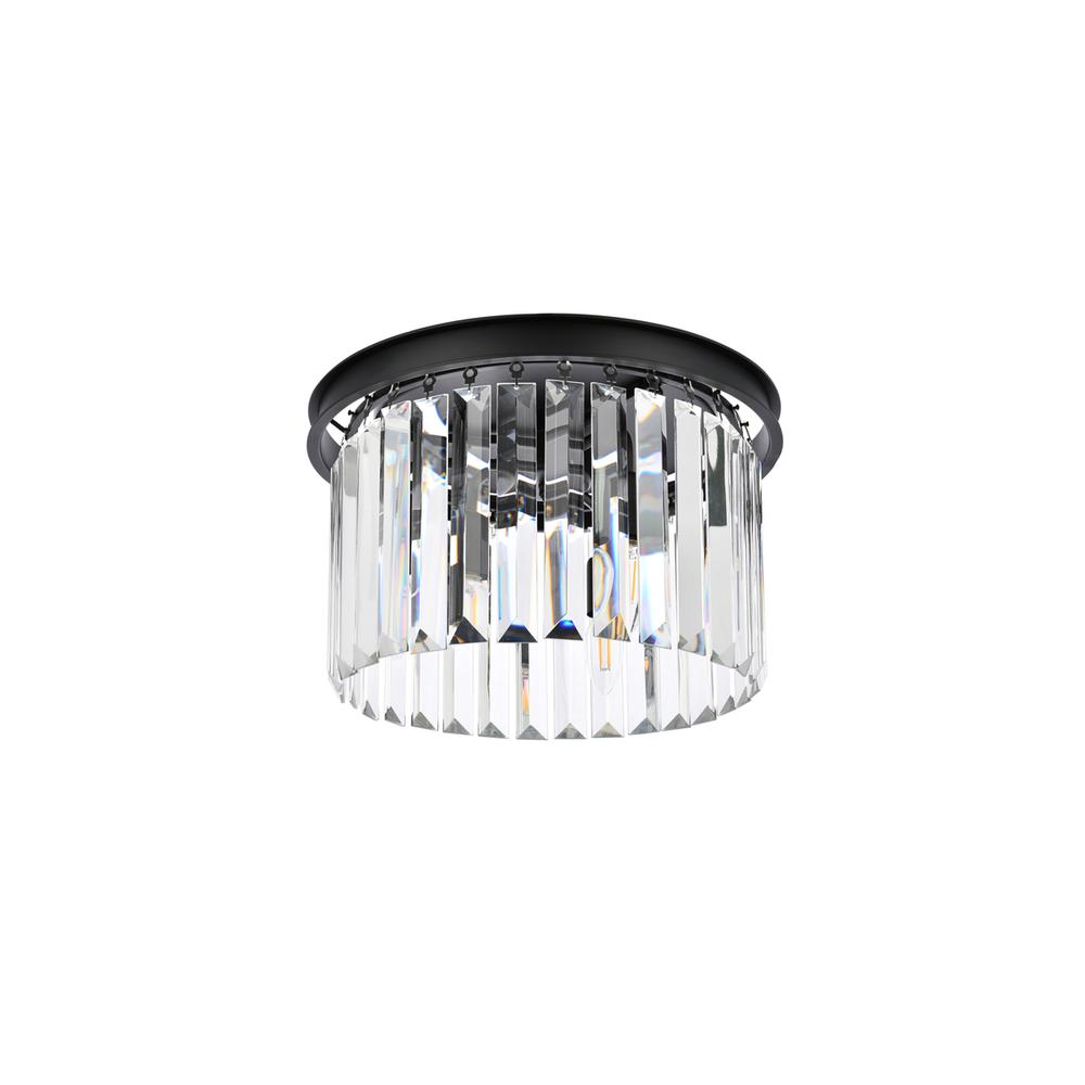 Sydney 3 light Matte Black Flush Mount Clear Royal Cut Crystal. Picture 2
