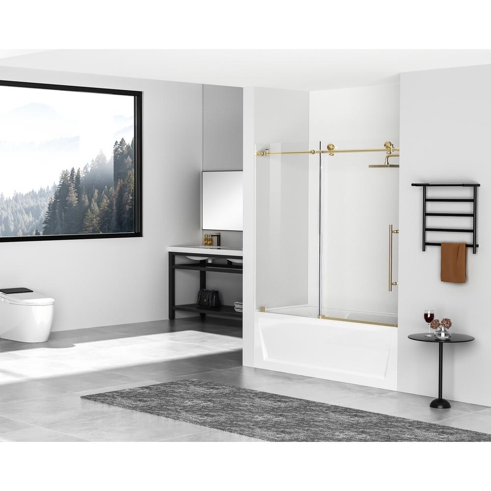 Frameless tub door 60 x 60 Brushed Gold. Picture 3