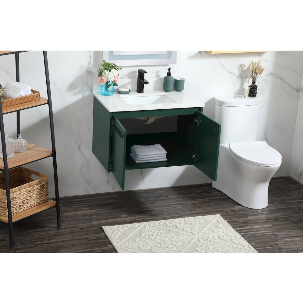 30 Inch Single Bathroom Vanity In Green With Backsplash. Picture 3