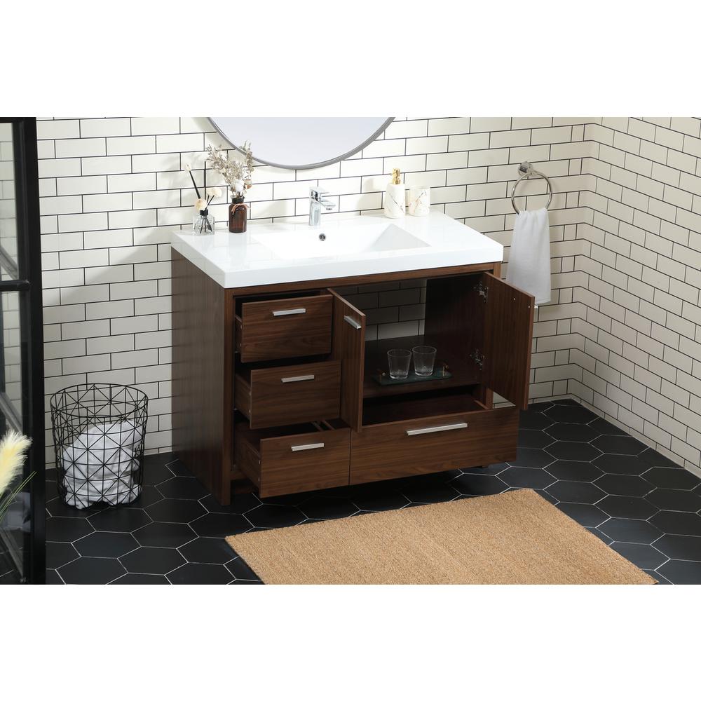 42 inch Single bathroom vanity in Walnut. Picture 3