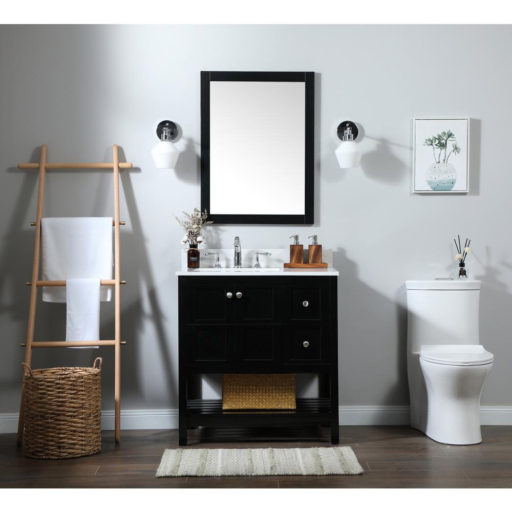 32 inch Single bathroom vanity in black with backsplash. Picture 4