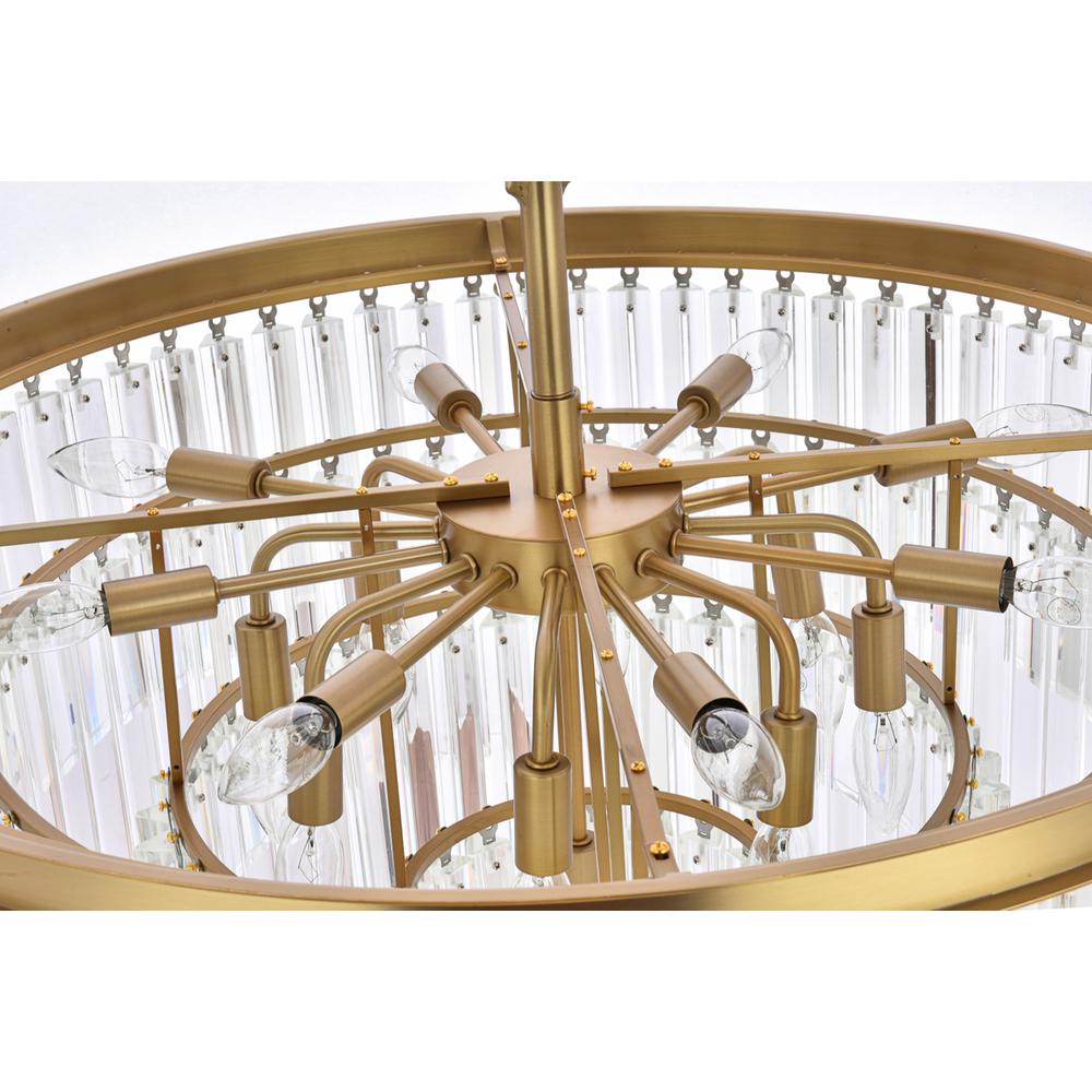 Sydney 32 inch round crystal chandelier in satin gold. Picture 4