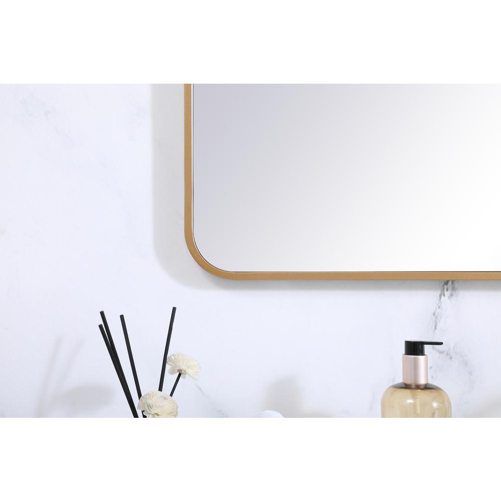 Soft corner metal rectangular mirror 30x48 inch in Brass. Picture 4