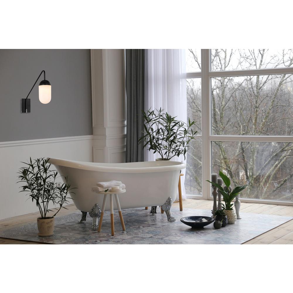 Kace 1 light Black and frosted white glass wall sconce. Picture 11