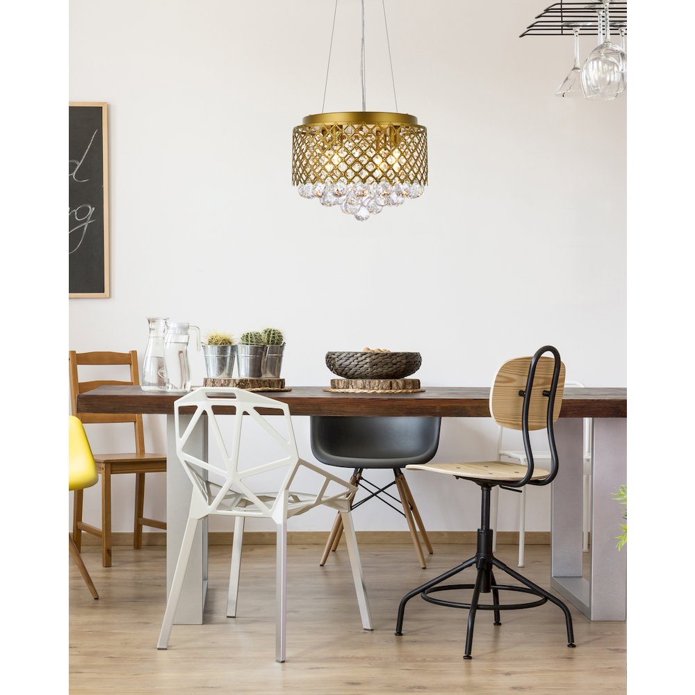 Tully 4 Lights Pendant In Brass. Picture 2