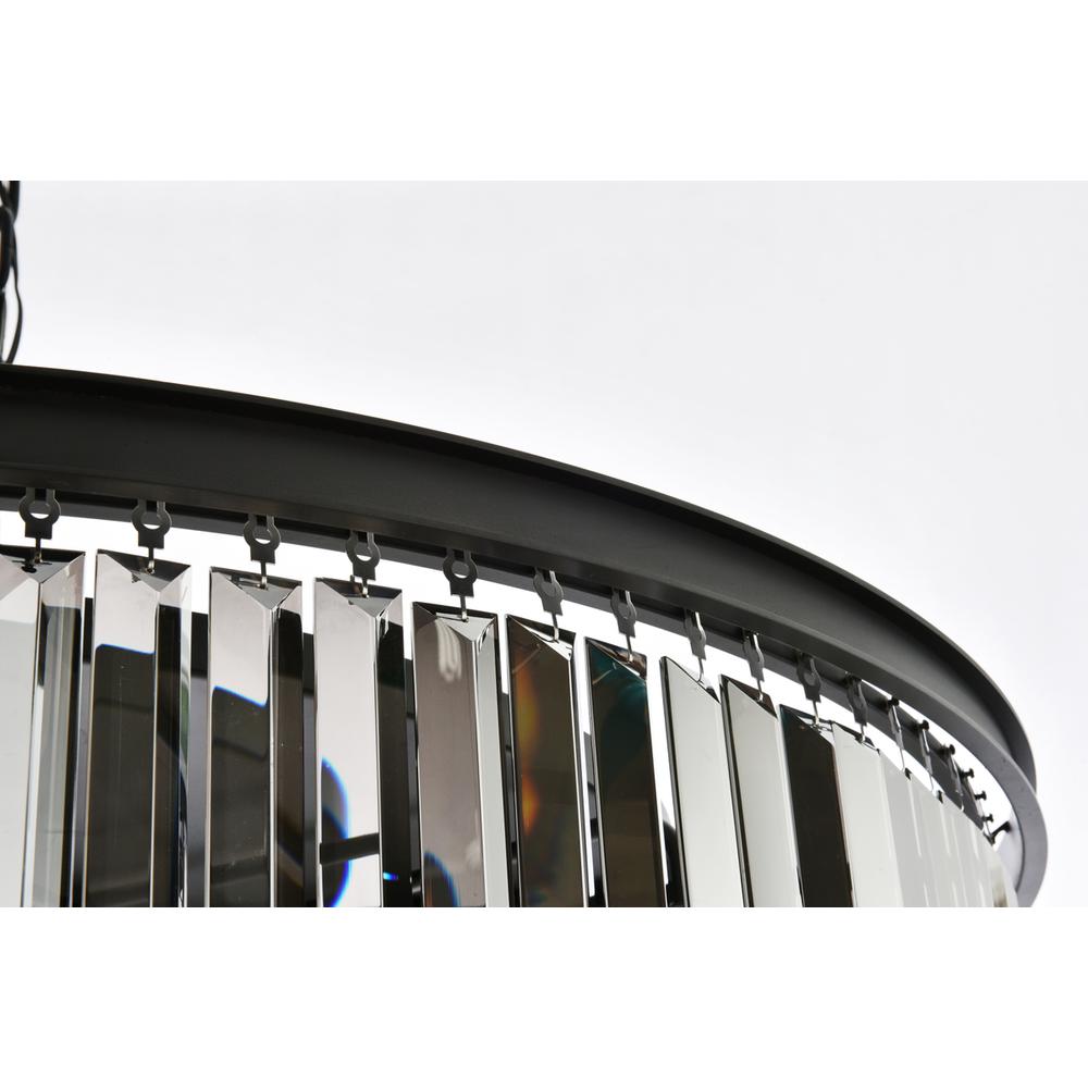 Sydney 10 light Matte Black Chandelier Silver Shade (Grey) Royal Cut Crystal. Picture 4