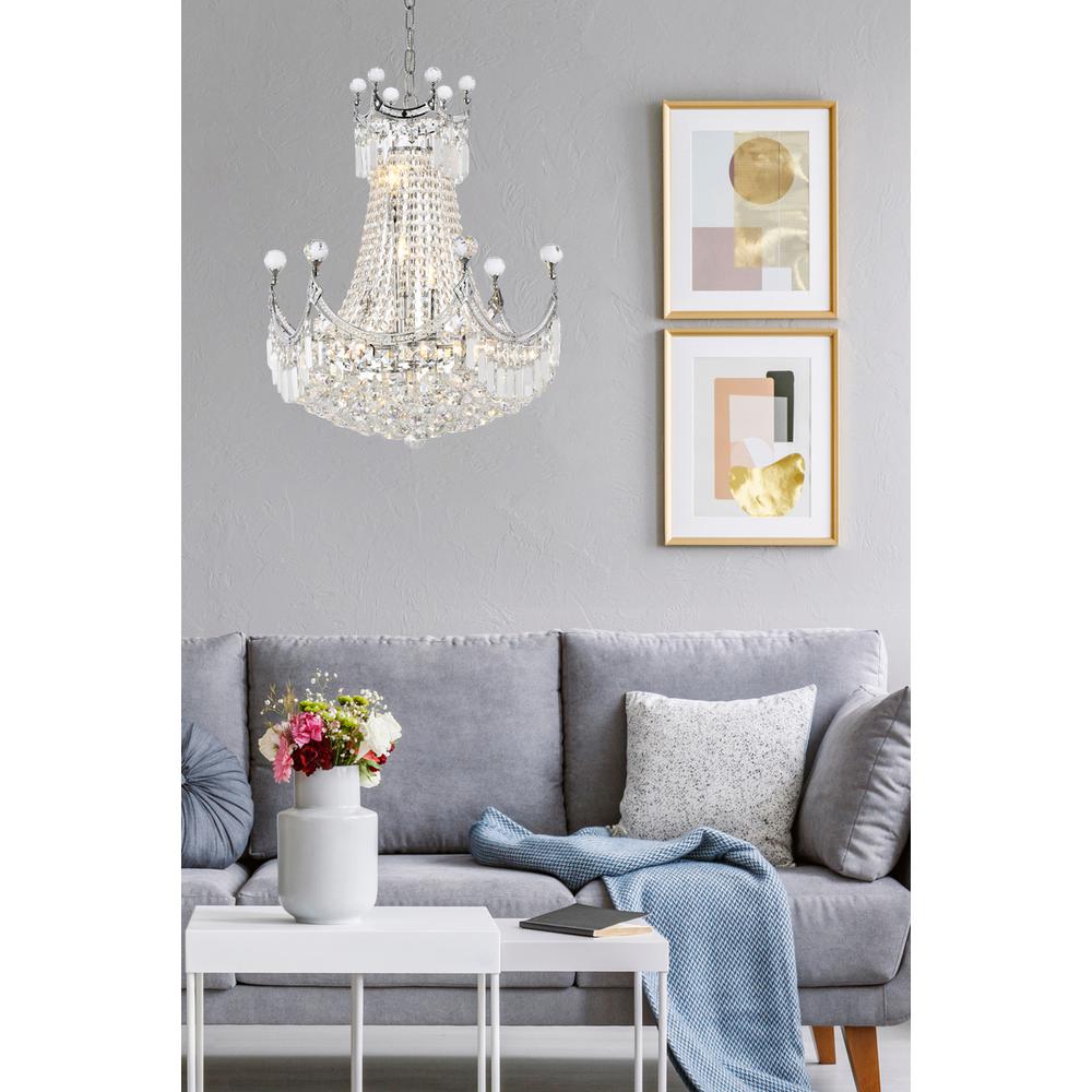Corona 9 light Chrome Chandelier Clear Royal Cut Crystal. Picture 7