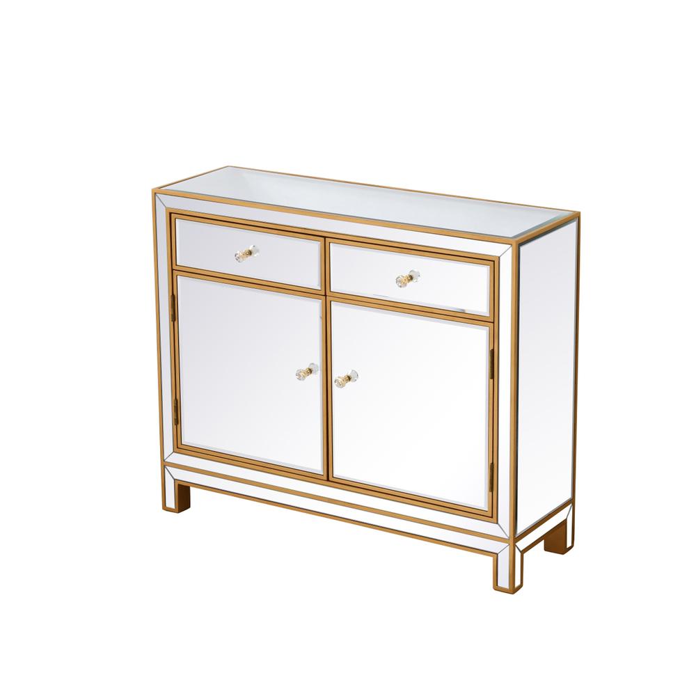 End table 2 drawers 2 doors 38in. W x 12in. D x 32in. H in gold. Picture 5