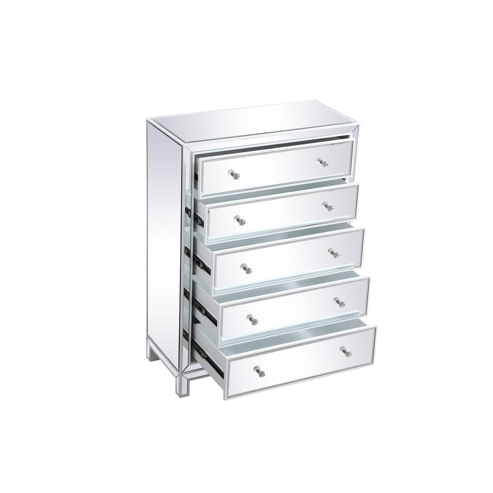 34 inch mirrored five drawer cabinet in white. Picture 6