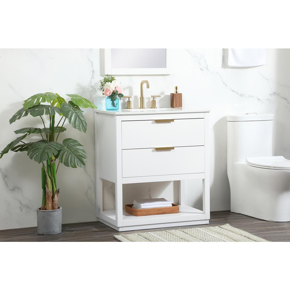 30 inch Single bathroom vanity in white with backsplash. Picture 2