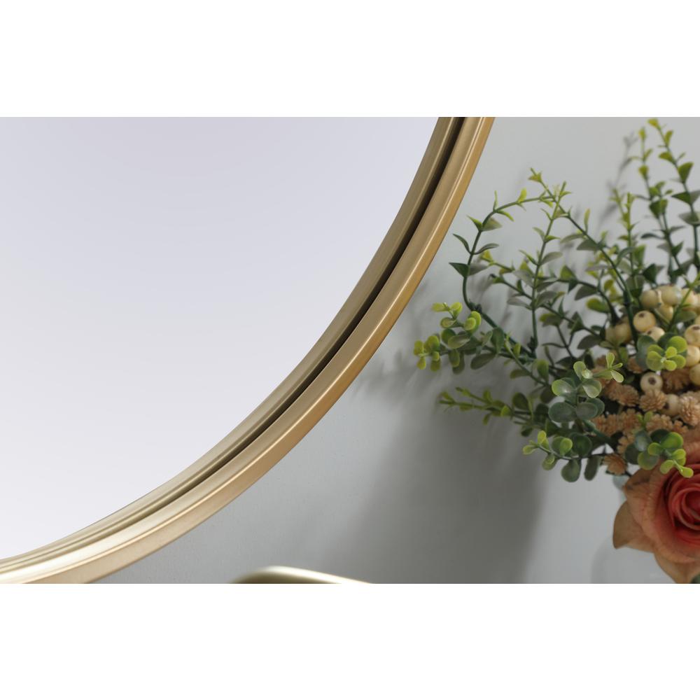 Metal Frame Oval Mirror 24x36 Inch in Brass. Picture 6
