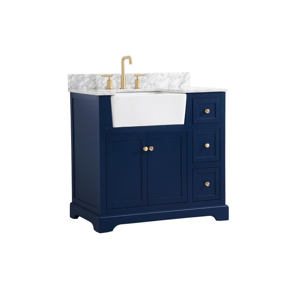 36 inch Single bathroom vanity in blue with backsplash. Picture 7
