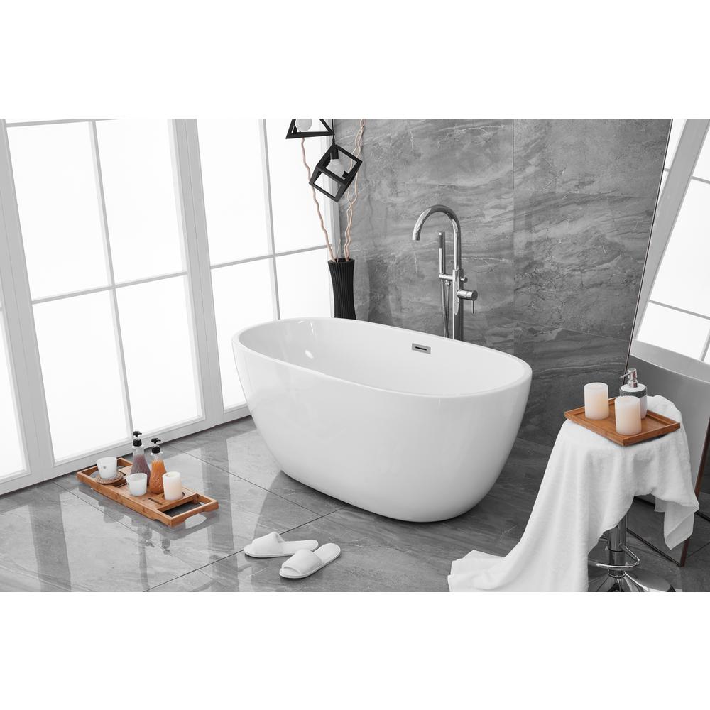 59 inch soaking roll top bathtub in glossy white. Picture 3