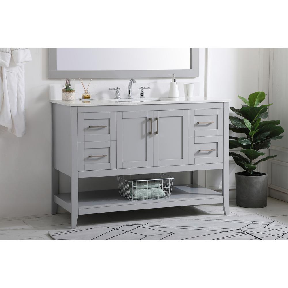 48 inch Single Bathroom Vanity in Grey with Backsplash. Picture 2