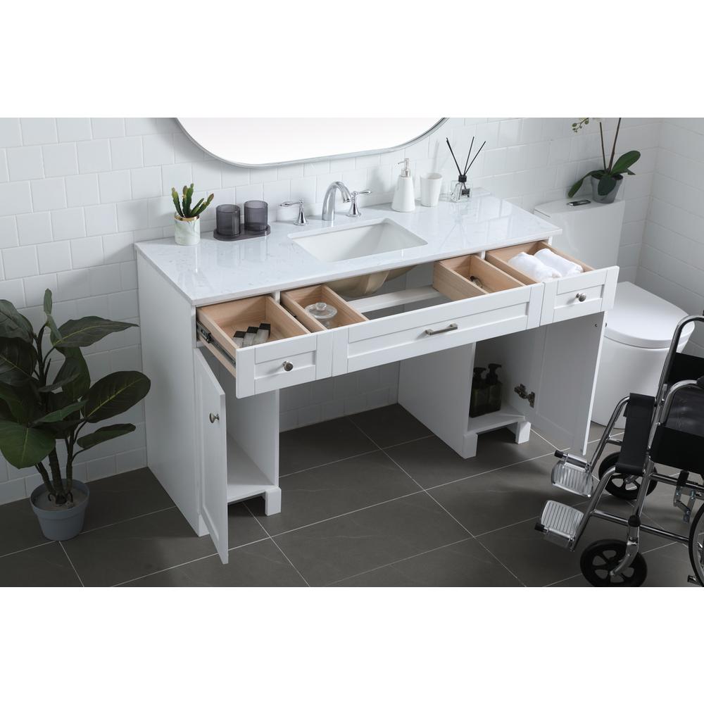 54 Inch ADA Compliant Bathroom Vanity In White. Picture 3