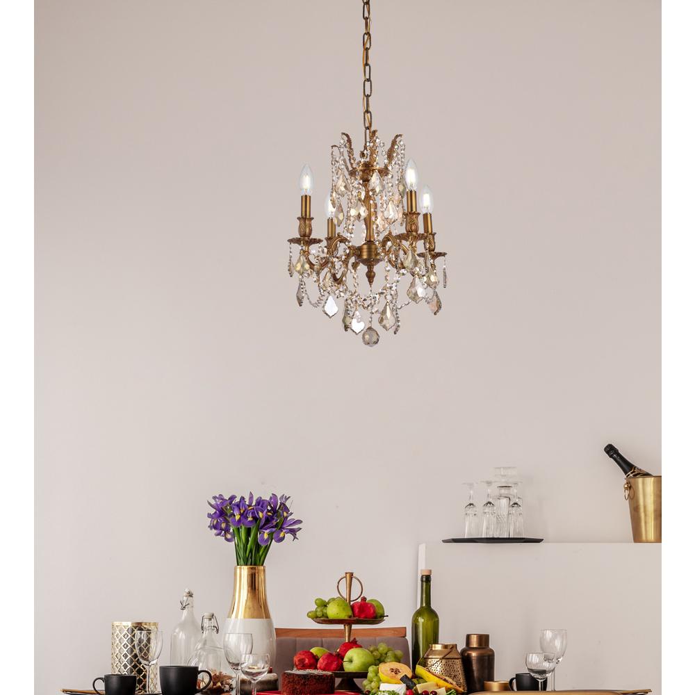 Rosalia 4 light French Gold Pendant Golden Teak (Smoky) Royal Cut Crystal. Picture 8