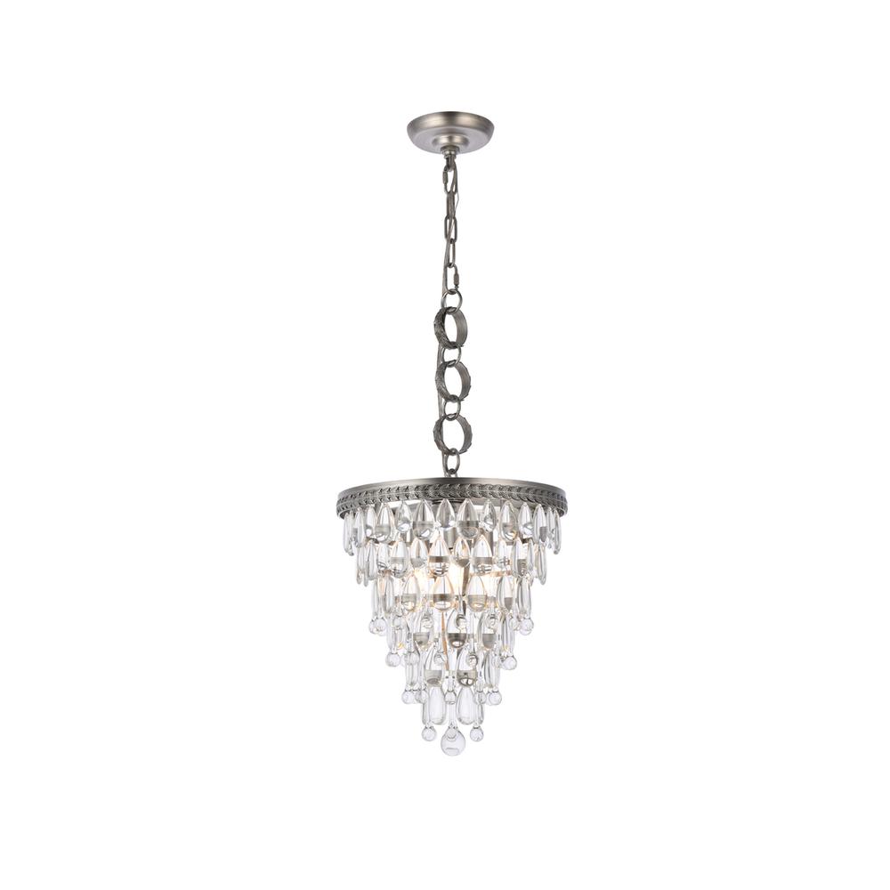 Nordic 3 light antique silver Pendant Clear Royal Cut Crystal. Picture 1