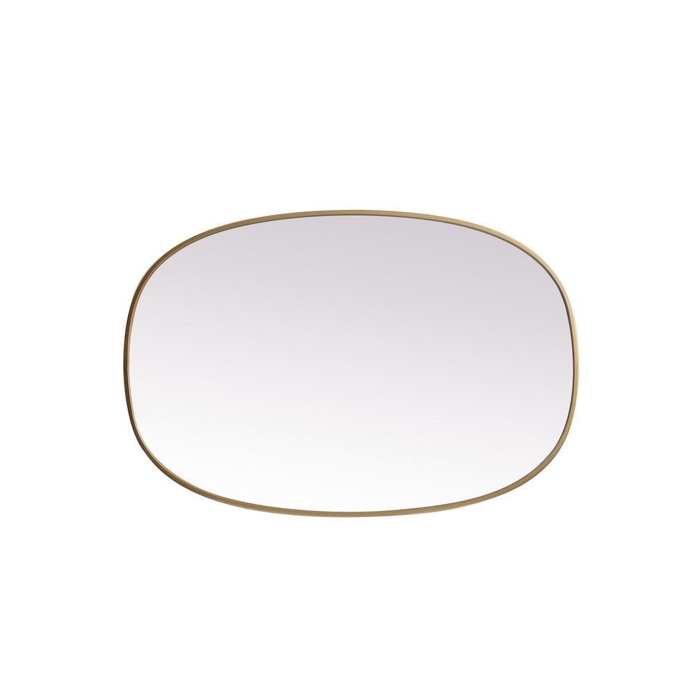Metal Frame Oval Mirror 27x40 Inch in Brass. Picture 8