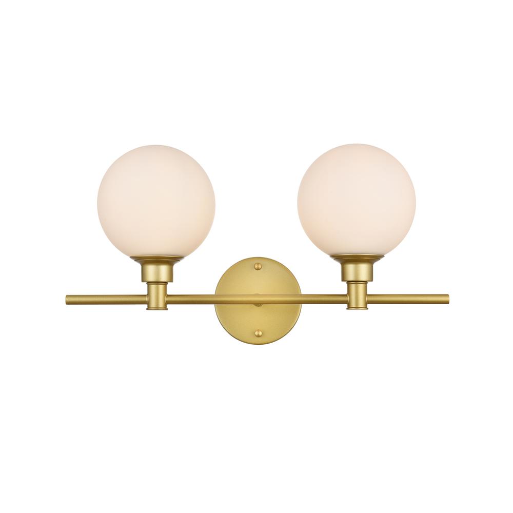 Cordelia 2 light Brass and frosted white Bath Sconce. Picture 1