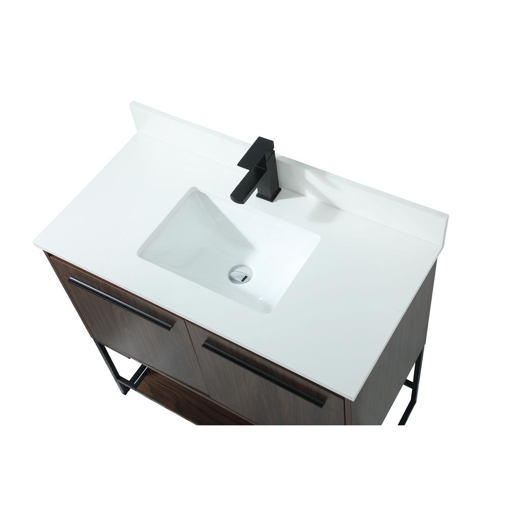 36 inch Single bathroom vanity in walnut with backsplash. Picture 10