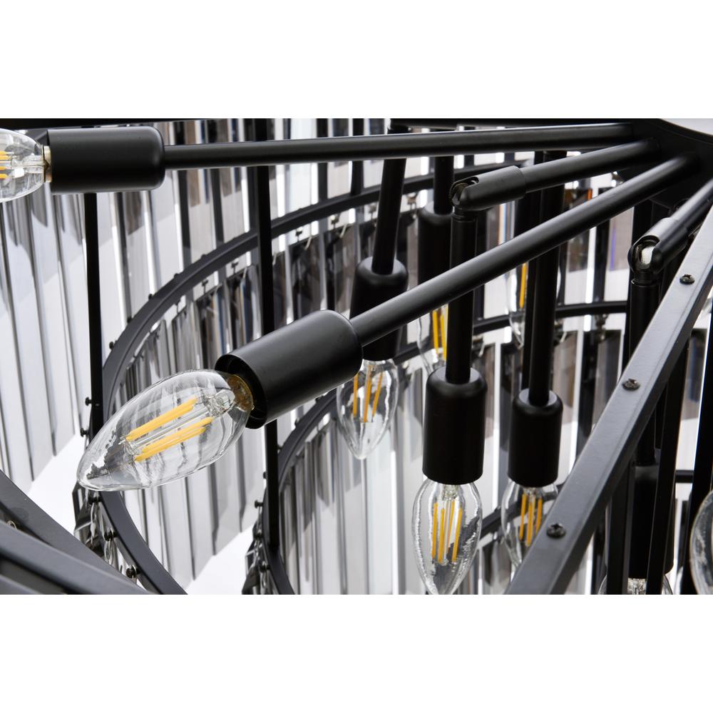 Sydney 33 light Matte Black Chandelier Silver Shade (Grey) Royal Cut Crystal. Picture 4