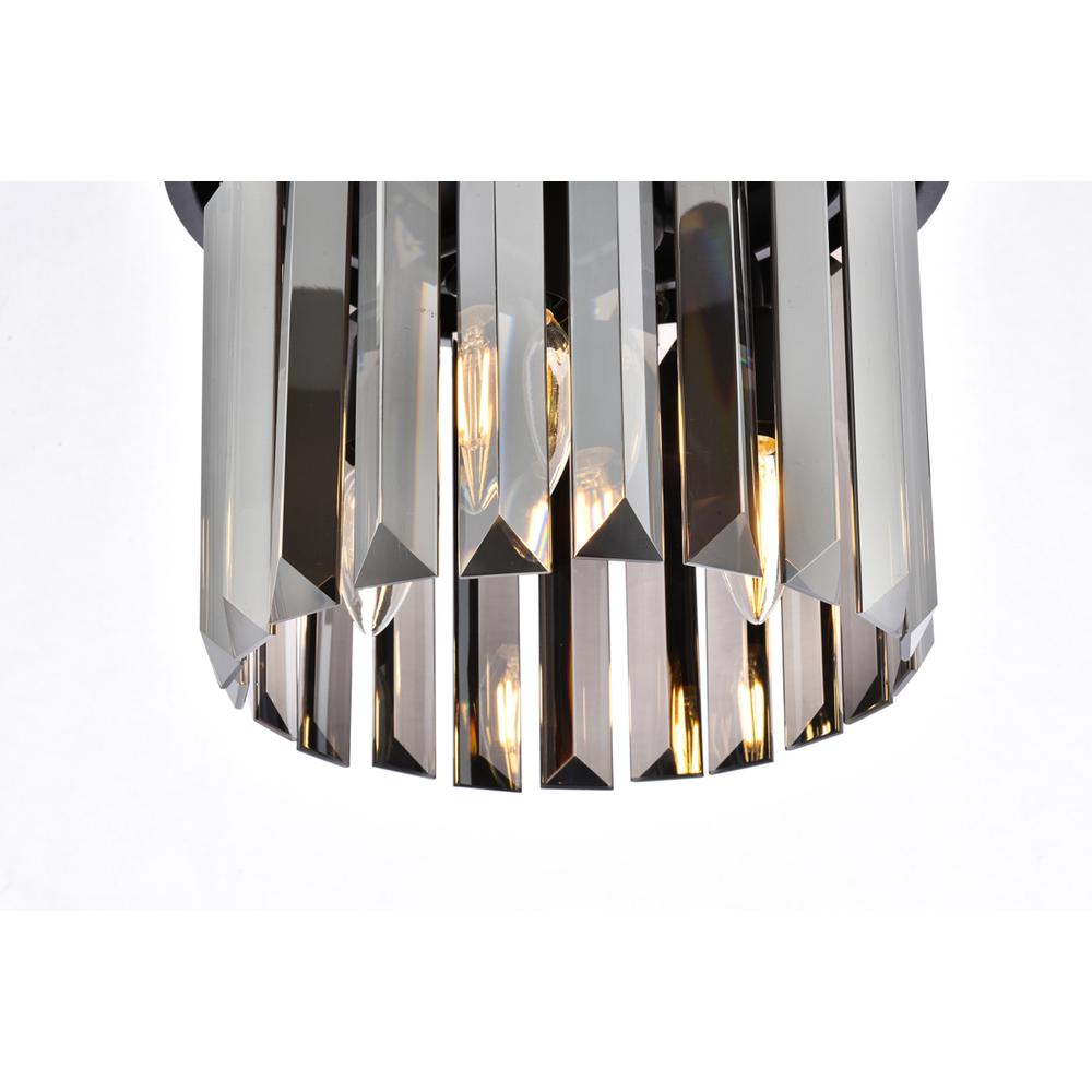 Sydney 3 light Matte Black Flush Mount Silver Shade (Grey) Royal Cut Crystal. Picture 3