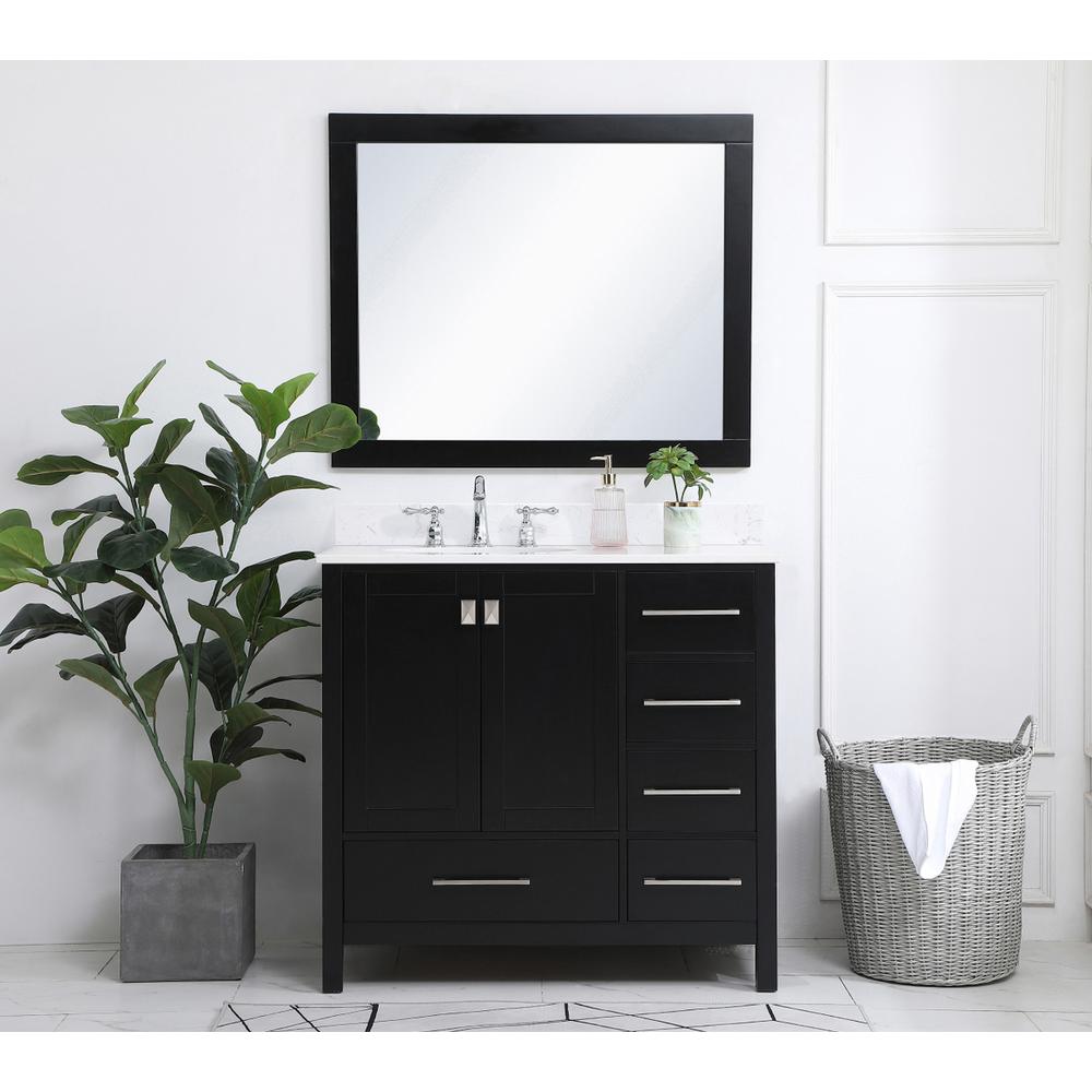 36 inch Single Bathroom Vanity in Black with Backsplash. Picture 4