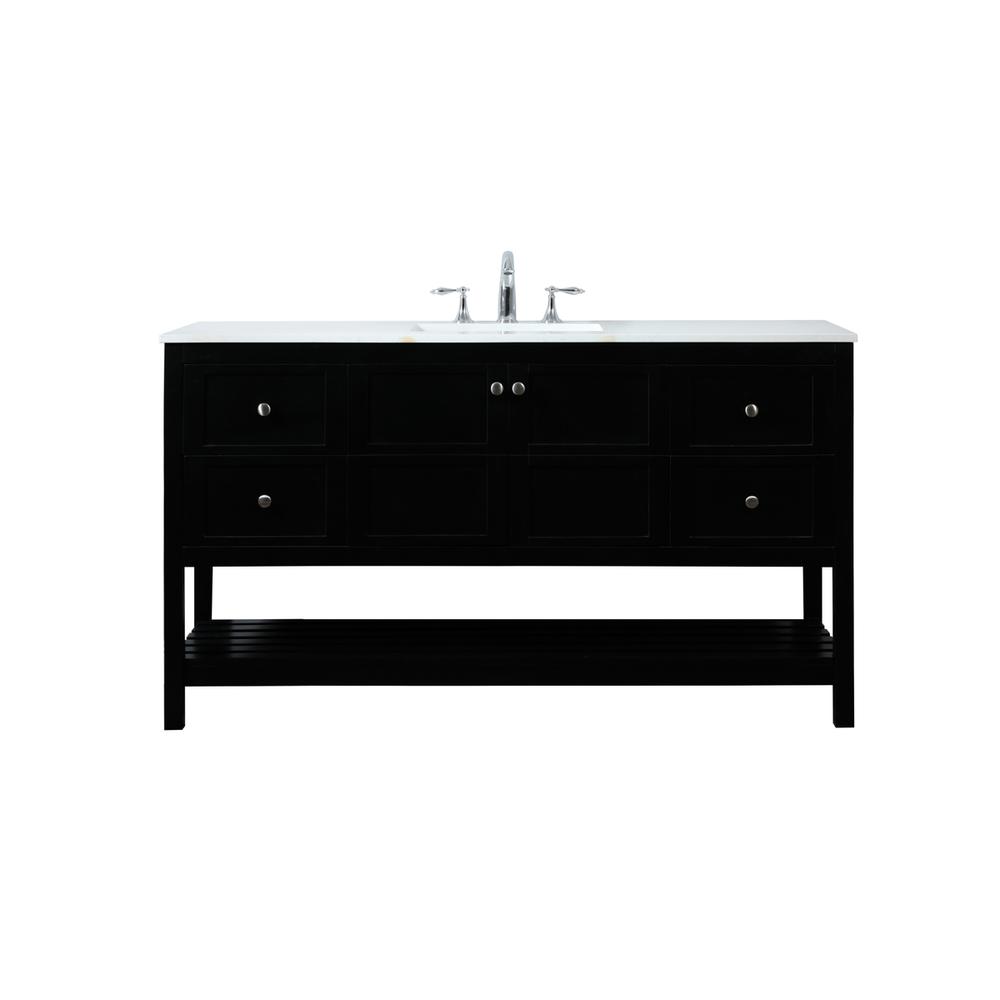 60 inch Single bathroom vanity in black. Picture 1